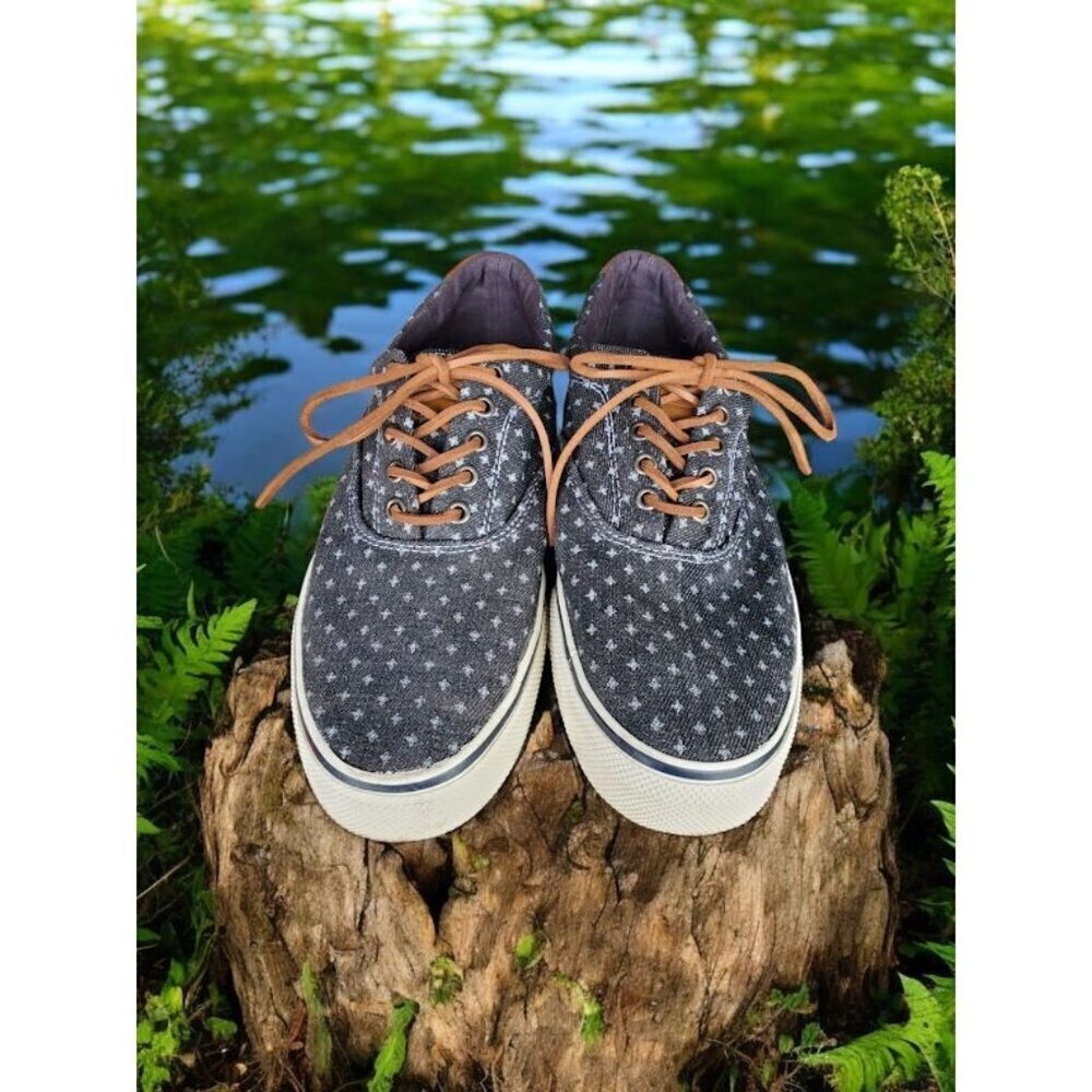 Bass Star-Patterned Denim Sneakers With Brown Laces 9